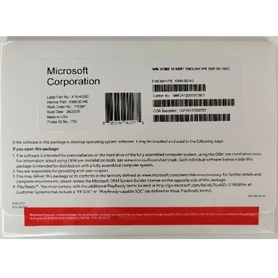 Microsoft Windows 10 32bit/64bit OEM caseros Packge